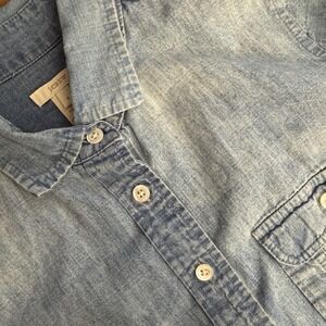 J Crew Denim Shirt Denim Button Up Long Sleeve Women Size 0 Blue Cotton